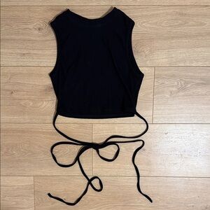Black Sleeveless Tie-Back Top
